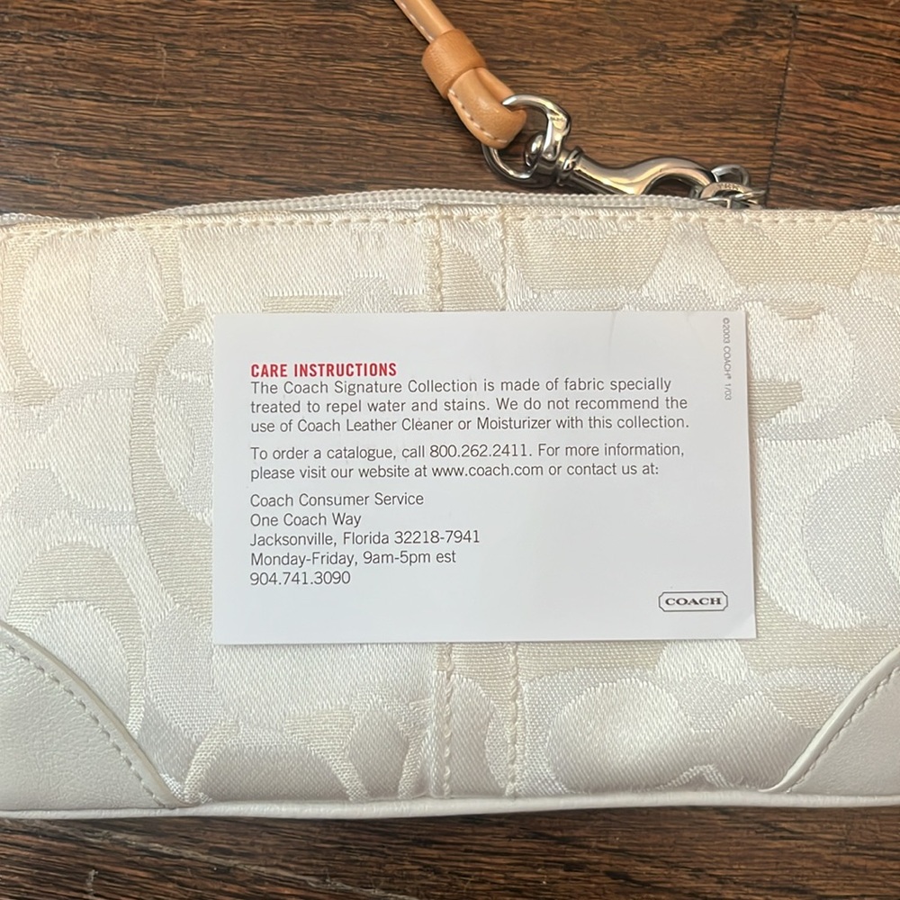 White Coach Signature Wristlet with Tan Strap - Picture 10 of 10